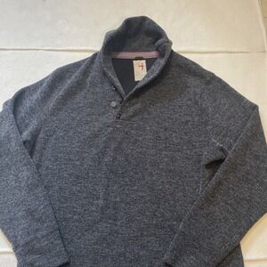 Relwen Thermal Rib Shawl Collar Sweater Mens Size 2XL 2 Button Dark Gray